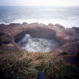 The Devil's Punchbowl, churning with water. taken in December 2014. Zero 2000 and Portra 160.